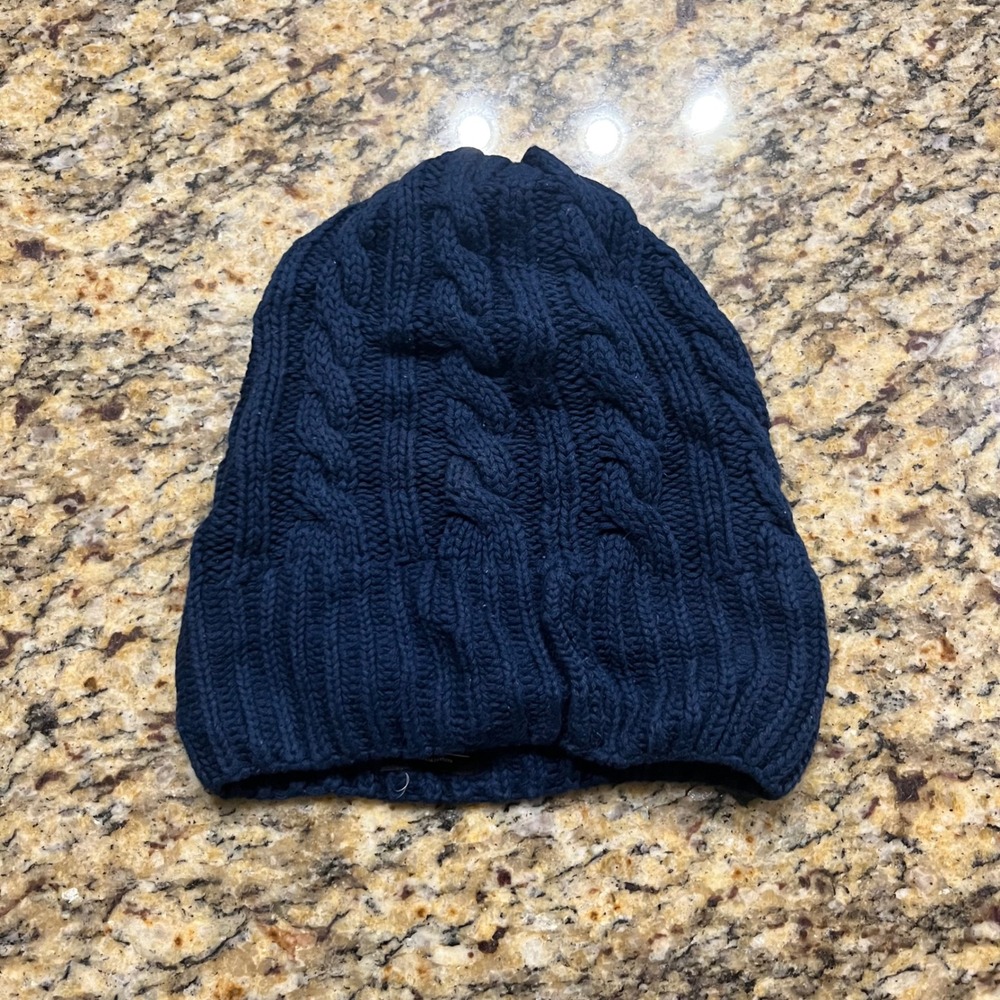 Five Four Mens Navy Blue Cable Knit Cotton Beanie Hat OS RN116666‎